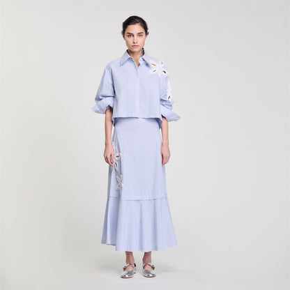 Jasmin Long Striped Skirt Sky Blue