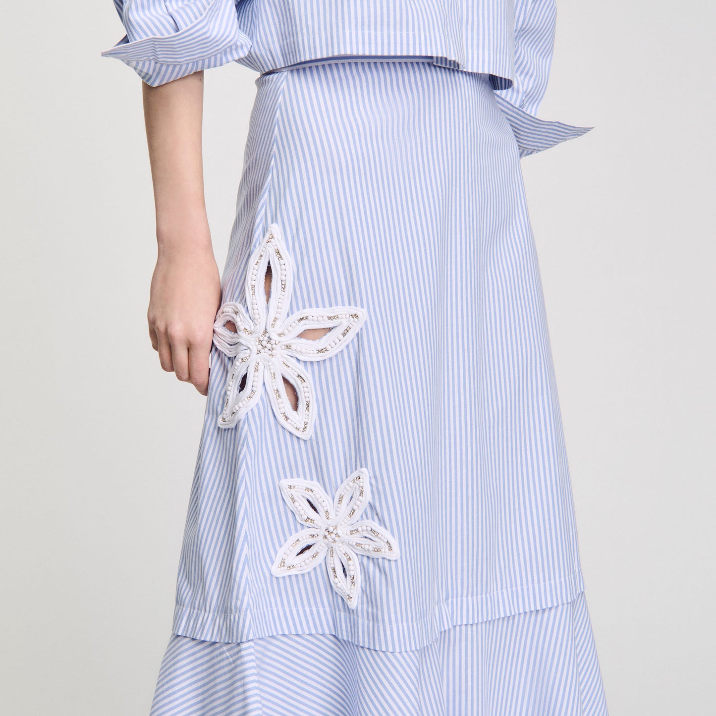 Jasmin Long Striped Skirt Sky Blue