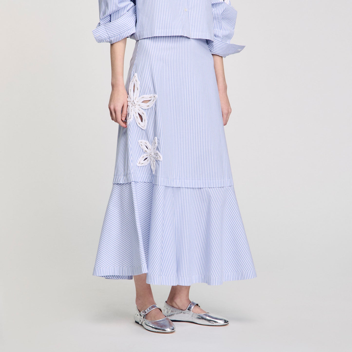 Jasmin Long Striped Skirt Sky Blue