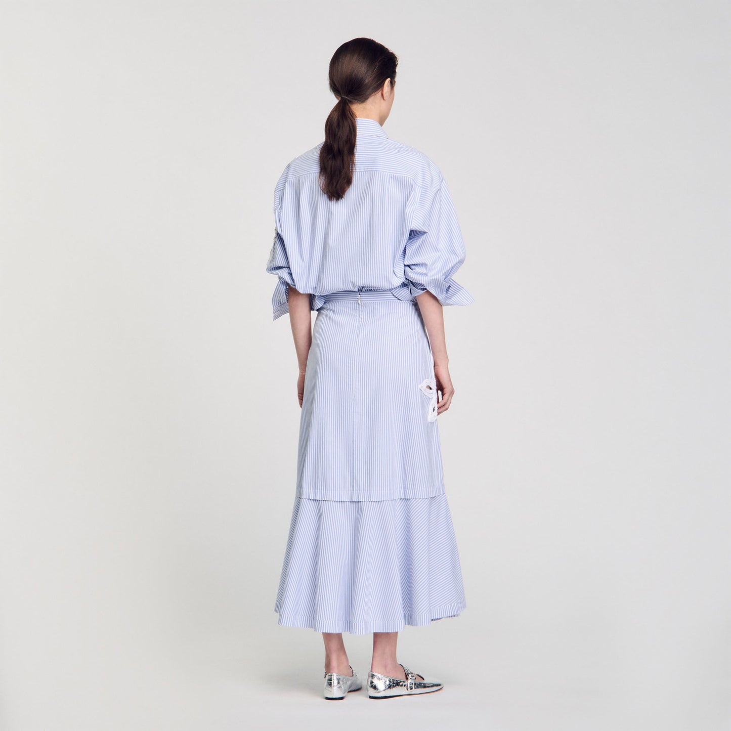 Jasmin Long Striped Skirt Sky Blue