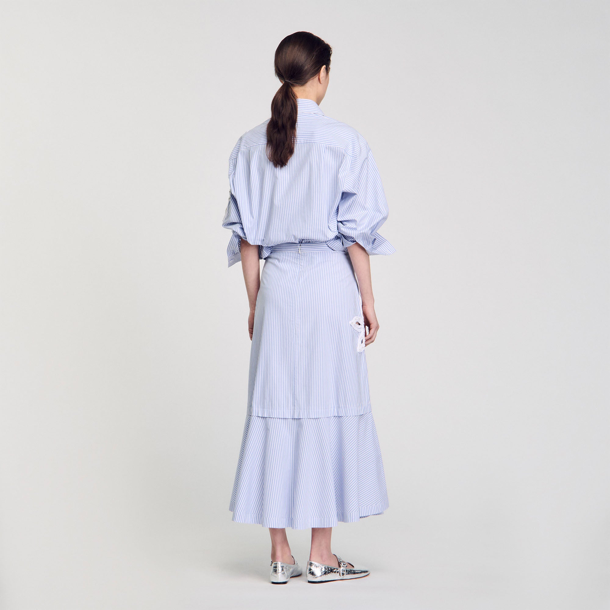 Jasmin Long Striped Skirt Sky Blue
