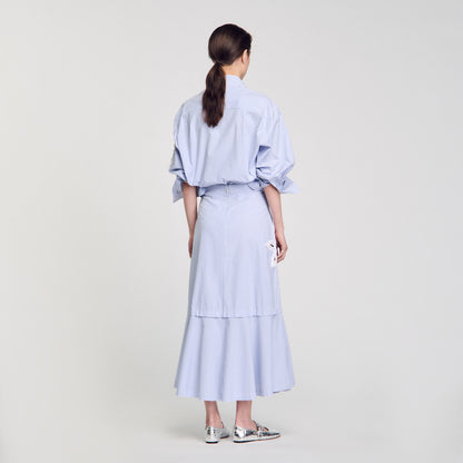 Jasmin Long Striped Skirt Sky Blue