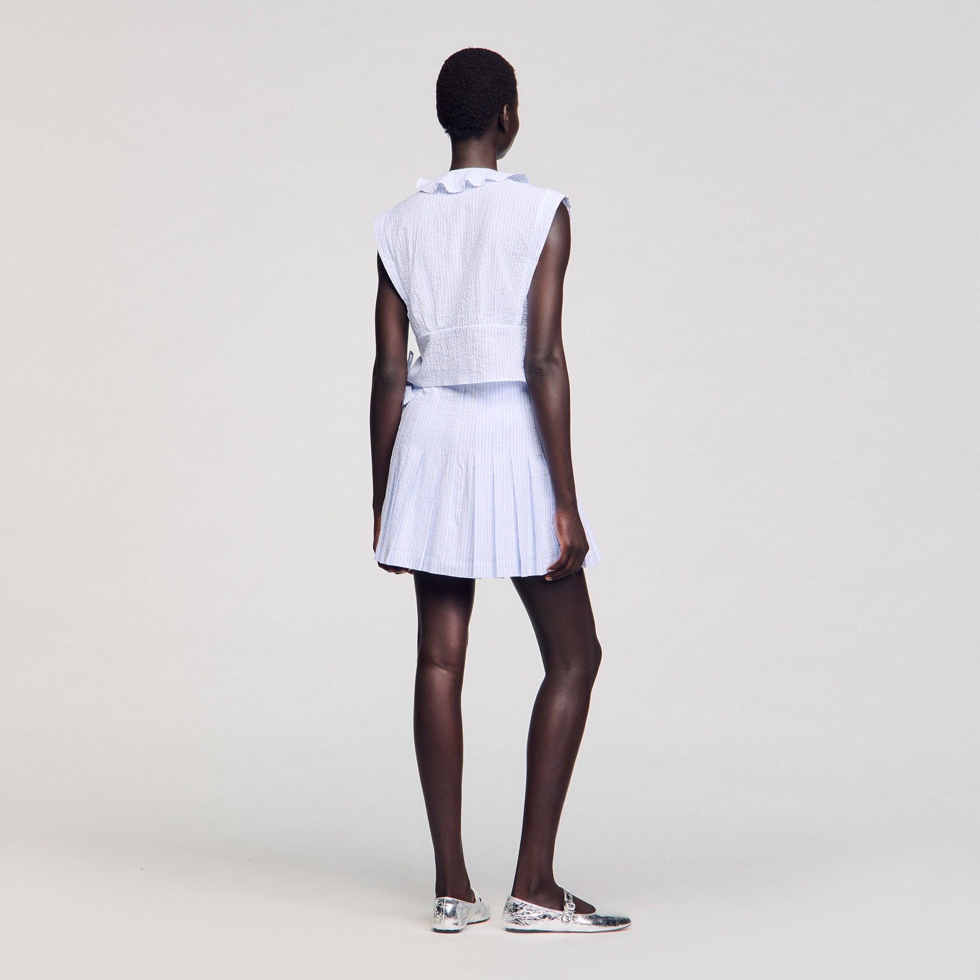 Noora Short Striped Skirt Ciel / Blanc