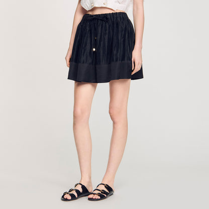 Short Dual-Material Skirt Black