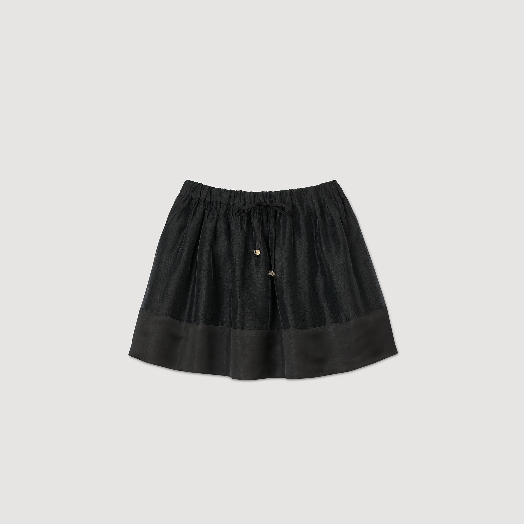 Short Dual-Material Skirt Black