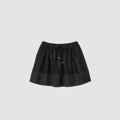 Short Dual-Material Skirt Black