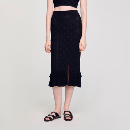 Aleria Knit Midi Skirt Black
