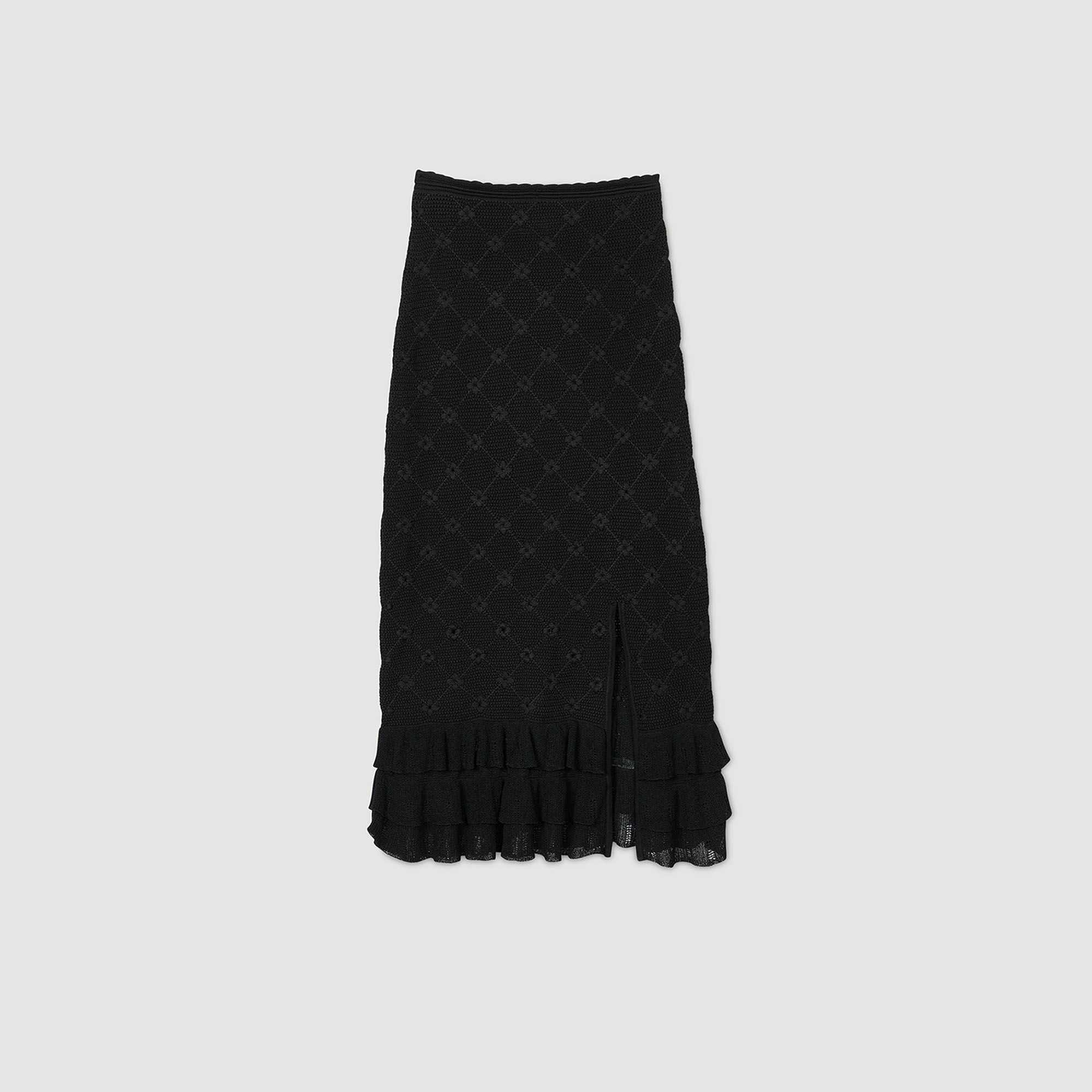 Aleria Knit Midi Skirt Black