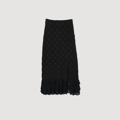 Aleria Knit Midi Skirt Black