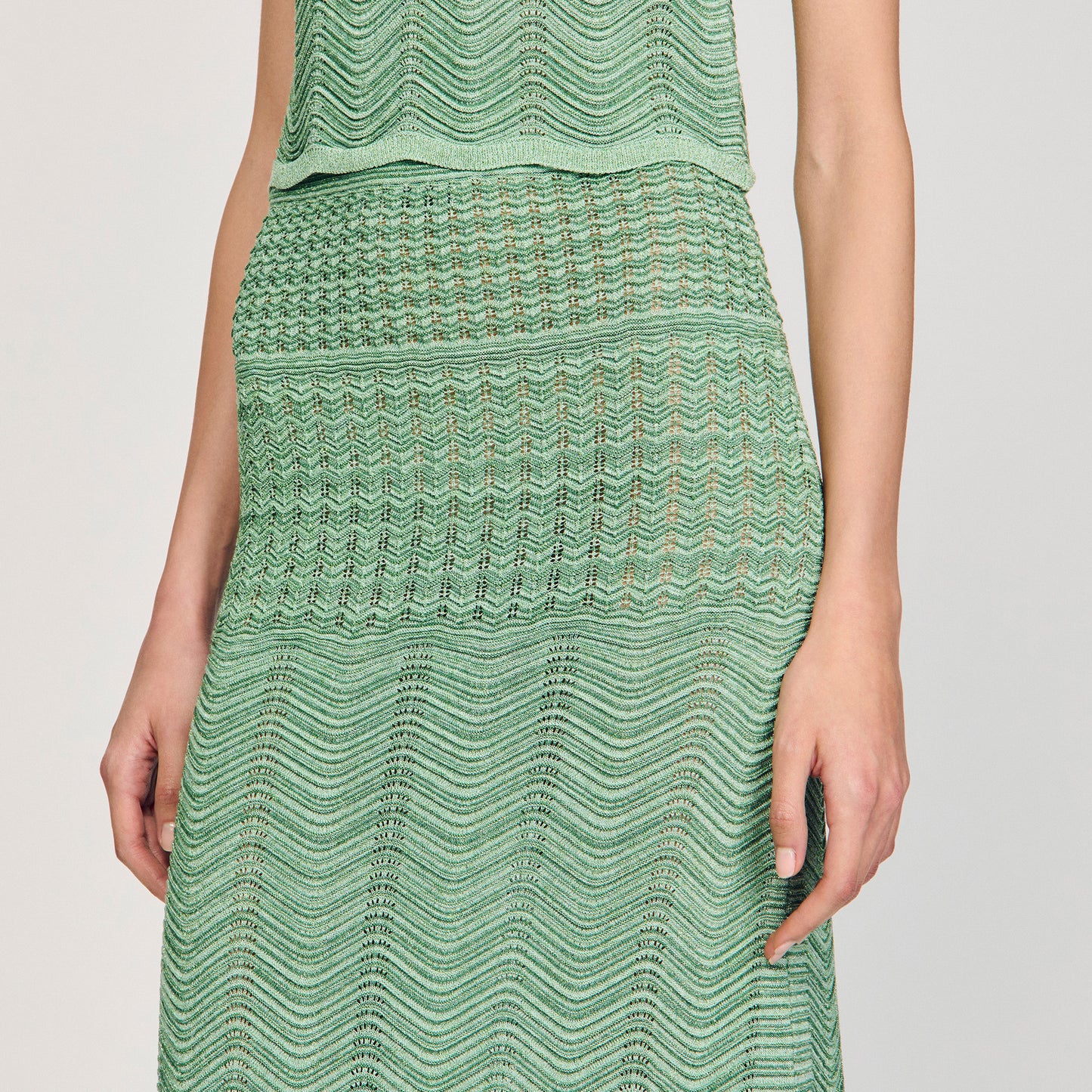 Long Decorative Knit Skirt Mint