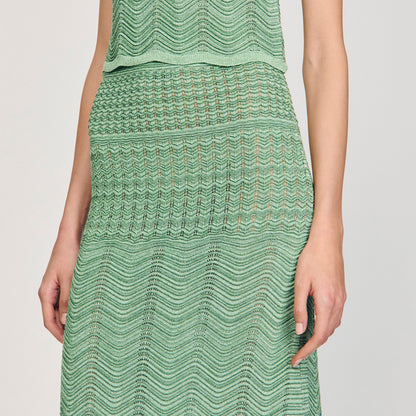 Long Decorative Knit Skirt Mint