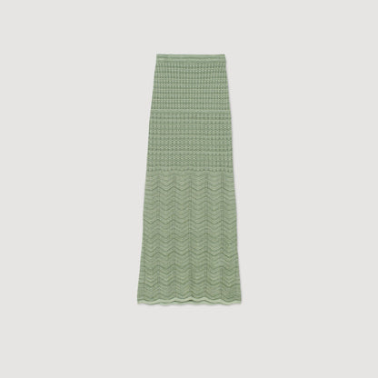 Long Decorative Knit Skirt Mint