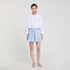 Stellie Short Pleated Rhinestone Skirt Sky Blue