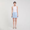 Stellie Short Pleated Rhinestone Skirt Sky Blue