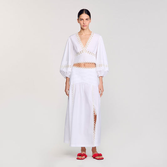 Chica Lace Embroidery Skirt White