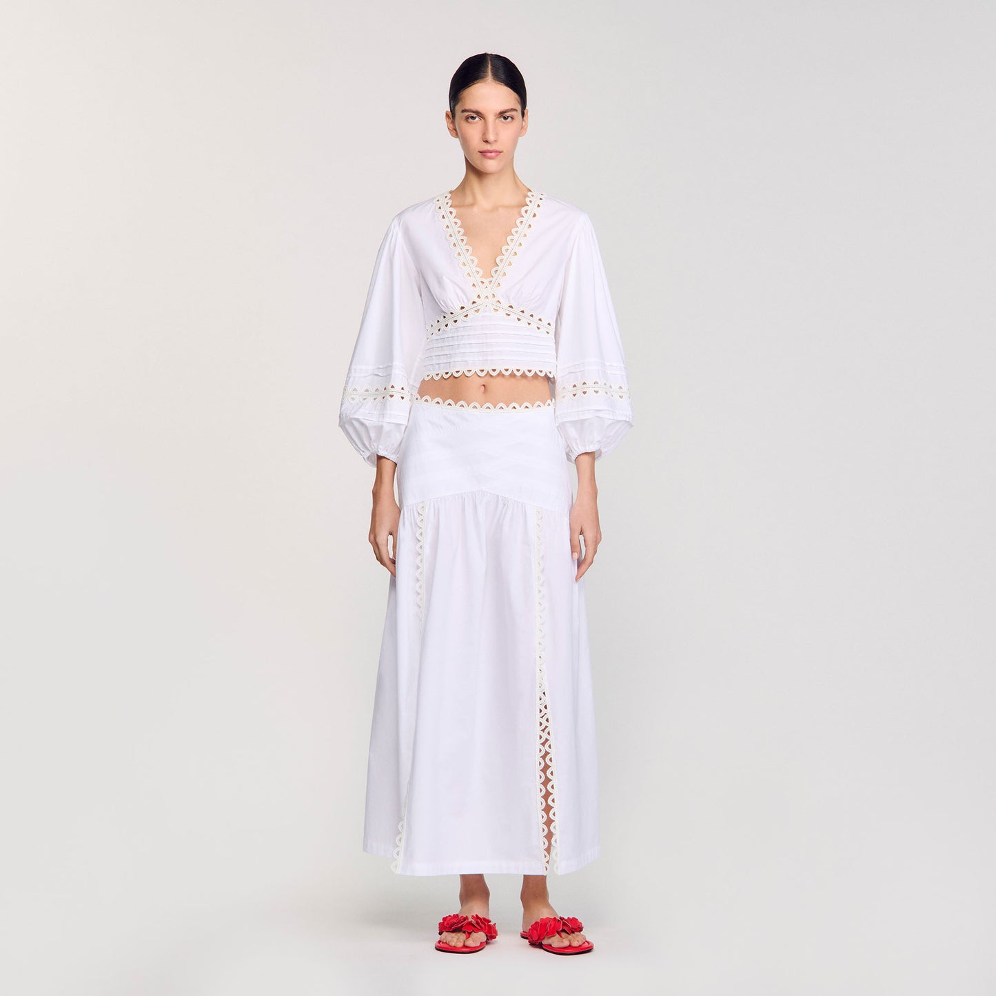 Lace Embroidery Skirt White