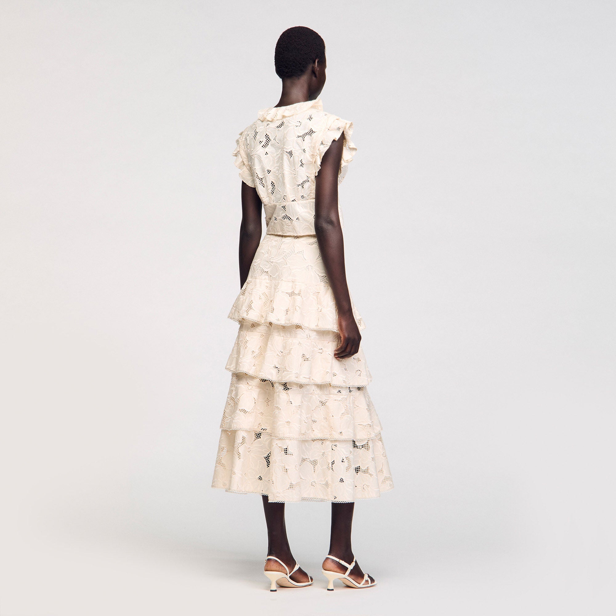 Orlivia Long Frilled Skirt Ecru