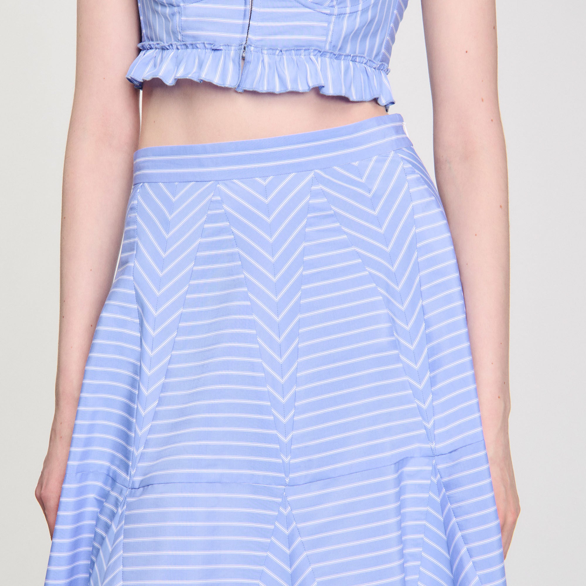 Ombrella Long Striped Skirt Blu / White