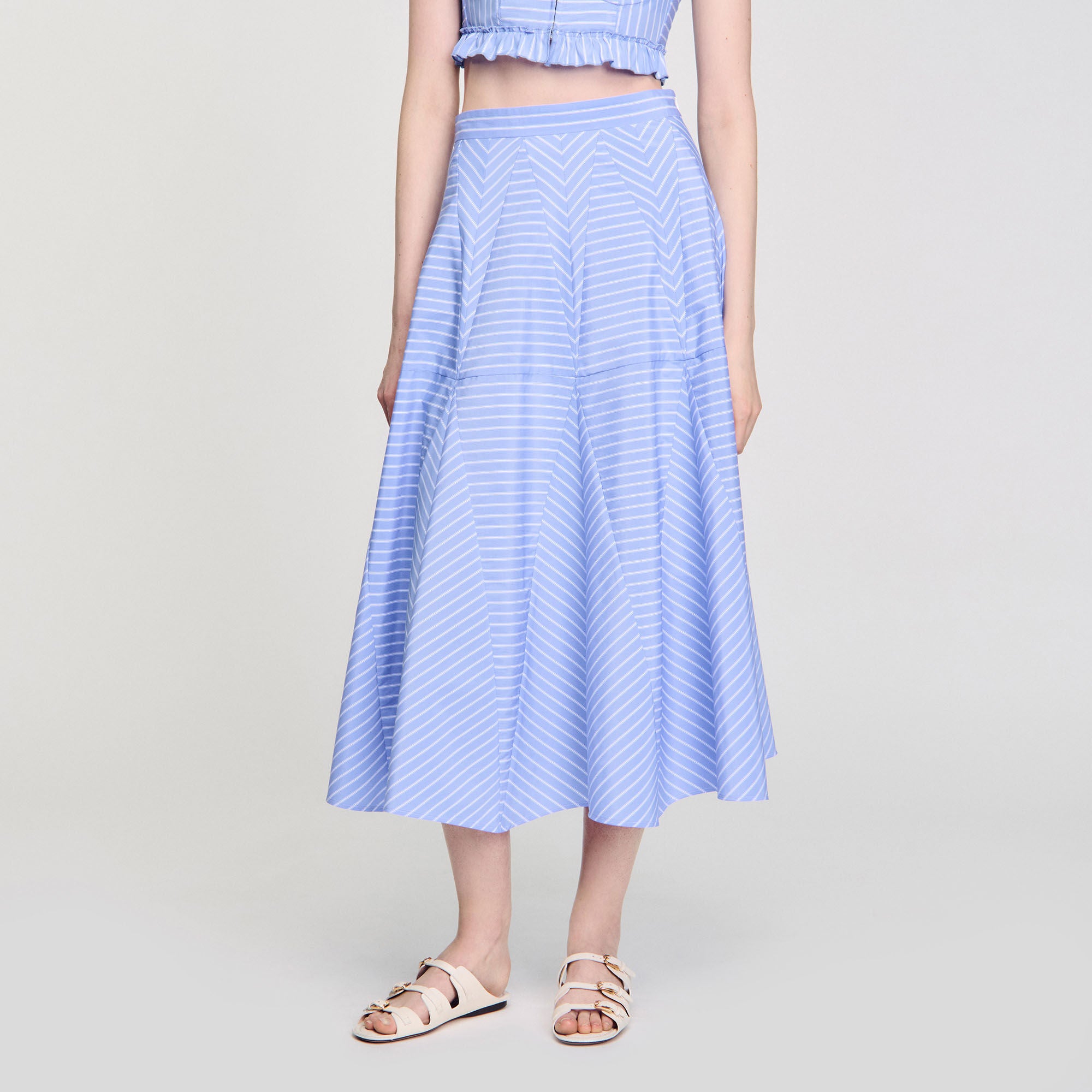 Ombrella Long Striped Skirt Blu / White