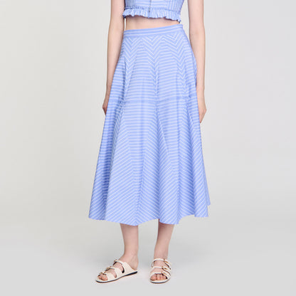 Ombrella Long Striped Skirt Blu / White