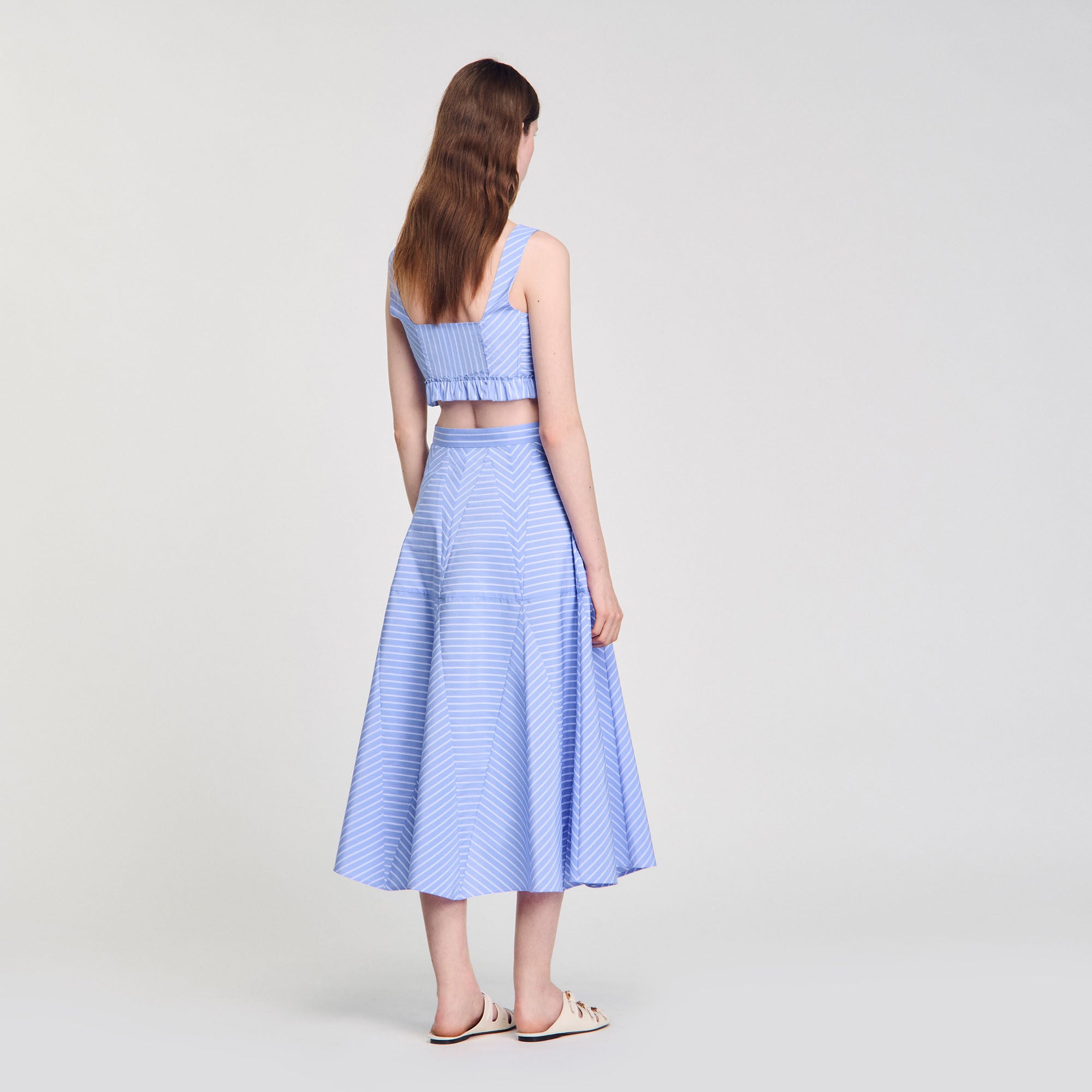 Ombrella Long Striped Skirt Blu / White