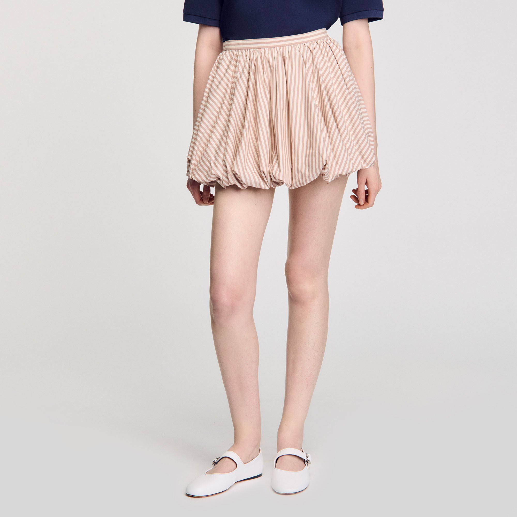 Spirale Striped Bubble Skirt Sand / Camel