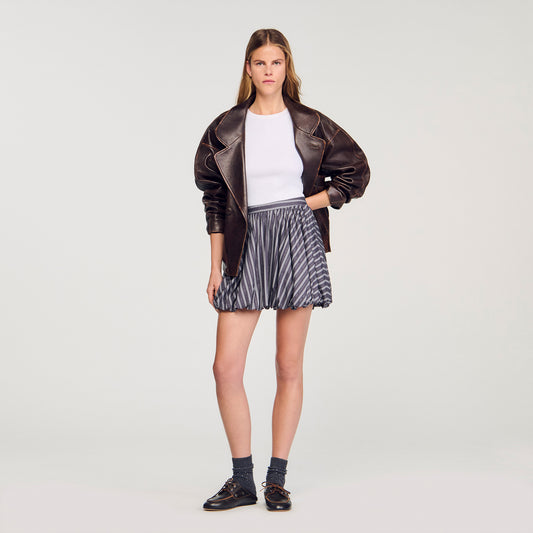 Middy Striped Rhinestone Bubble Skirt Grey