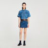 Seattle Short Denim And Leather Skirt Dark Blue