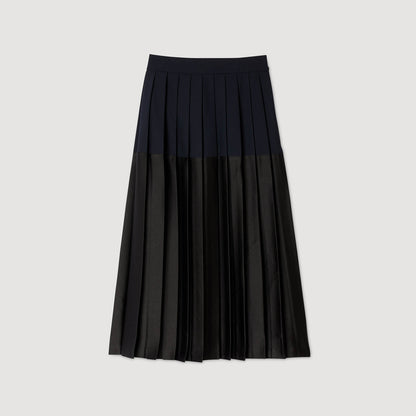 Zaza Long Pleated Skirt Navy Blue