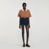 Mazarine Short Skirt With Leather Bands Navy Blue