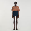 Mazarine Short Skirt With Leather Bands Navy Blue