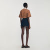 Mazarine Short Skirt With Leather Bands Navy Blue