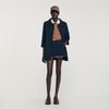 Mazarine Short Skirt With Leather Bands Navy Blue