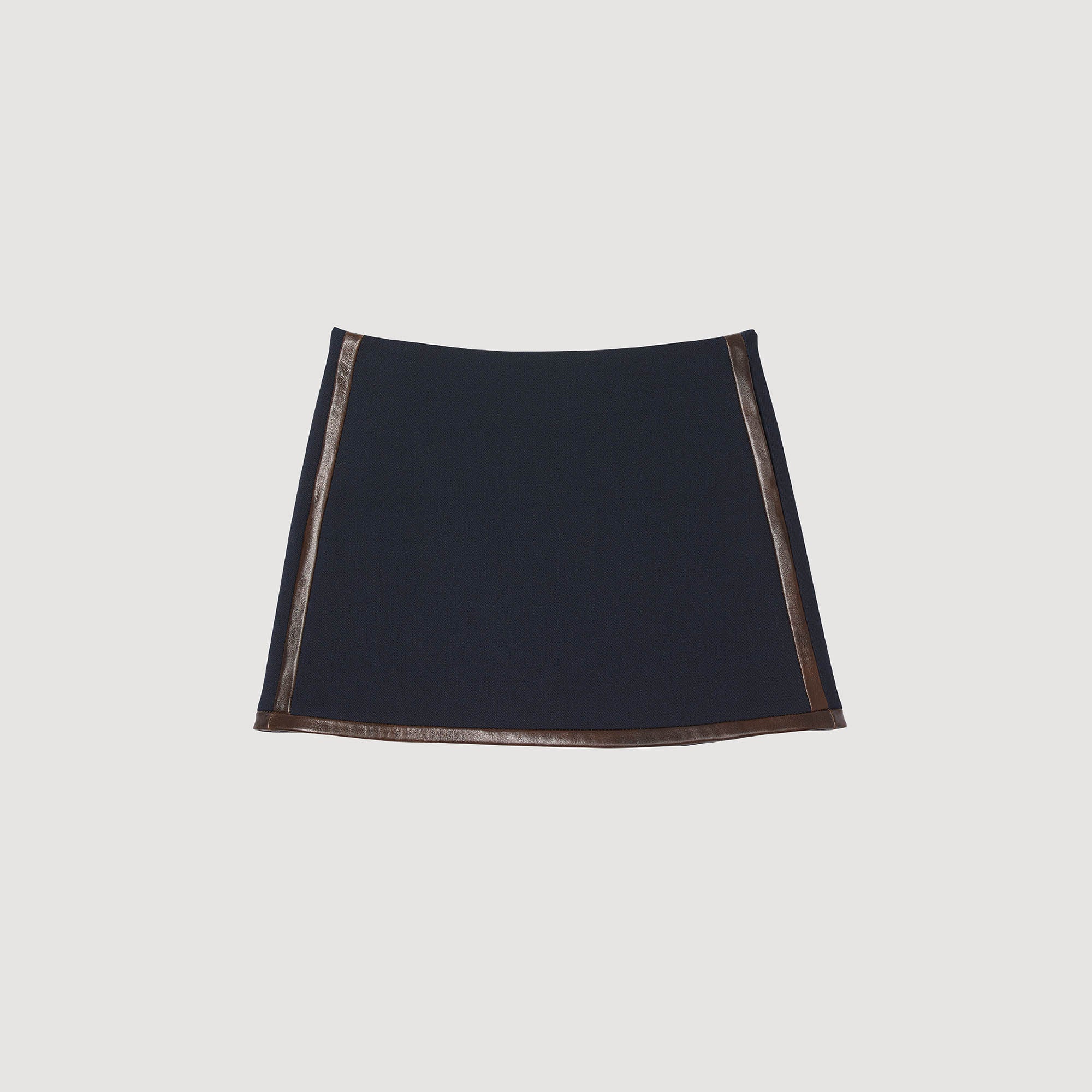 Mazarine Short Skirt With Leather Bands Navy Blue