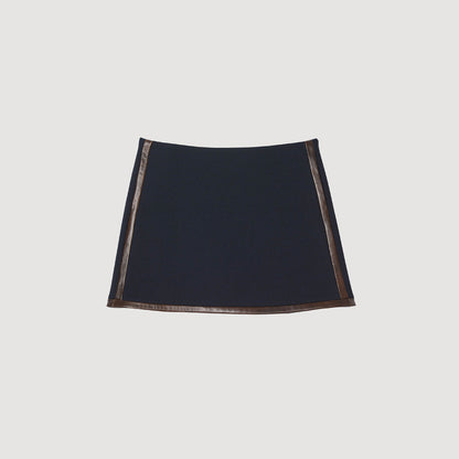 Mazarine Short Skirt With Leather Bands Navy Blue