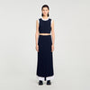 Oceane Long Two-Tone Knit Skirt Navy Blue