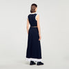 Oceane Long Two-Tone Knit Skirt Navy Blue