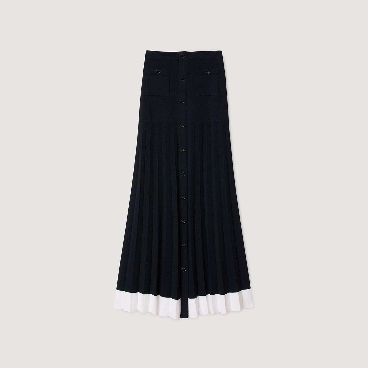 Oceane Long Two-Tone Knit Skirt Navy Blue
