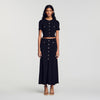 Venice Pointelle Knit Maxi Skirt Black