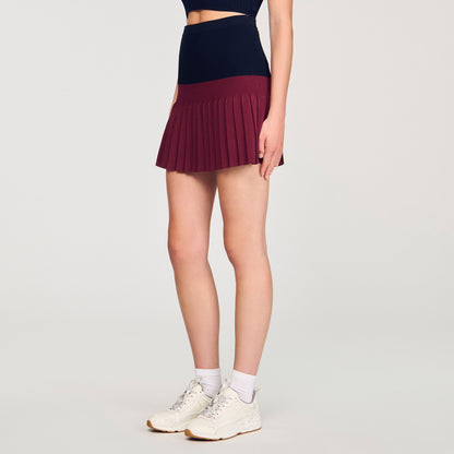 Arielle Short Two-Tone Pleated Skirt Navy Blue