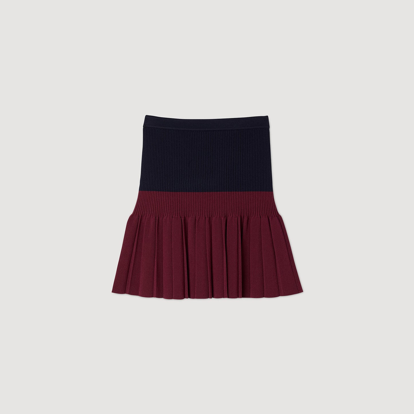 Arielle Short Two-Tone Pleated Skirt Navy Blue