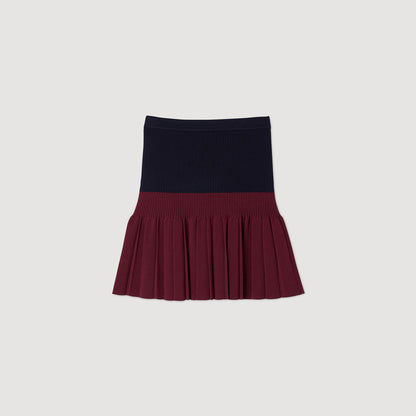 Arielle Short Two-Tone Pleated Skirt Navy Blue