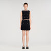 Lital Short Pleated Knit Skirt Black