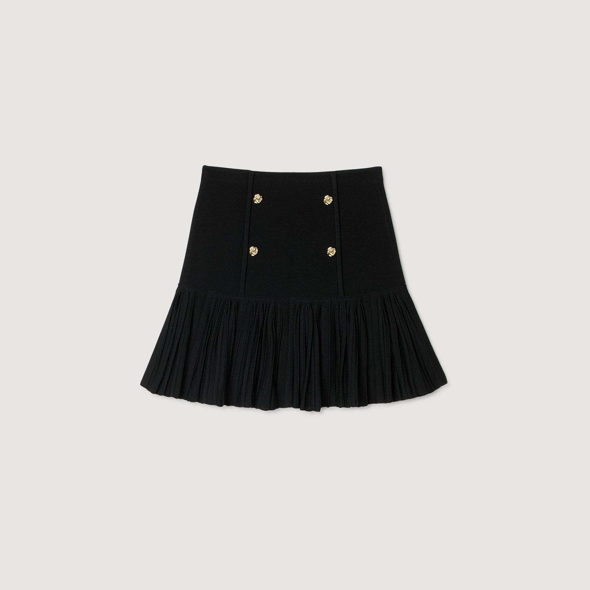 Lital Short Pleated Knit Skirt Black