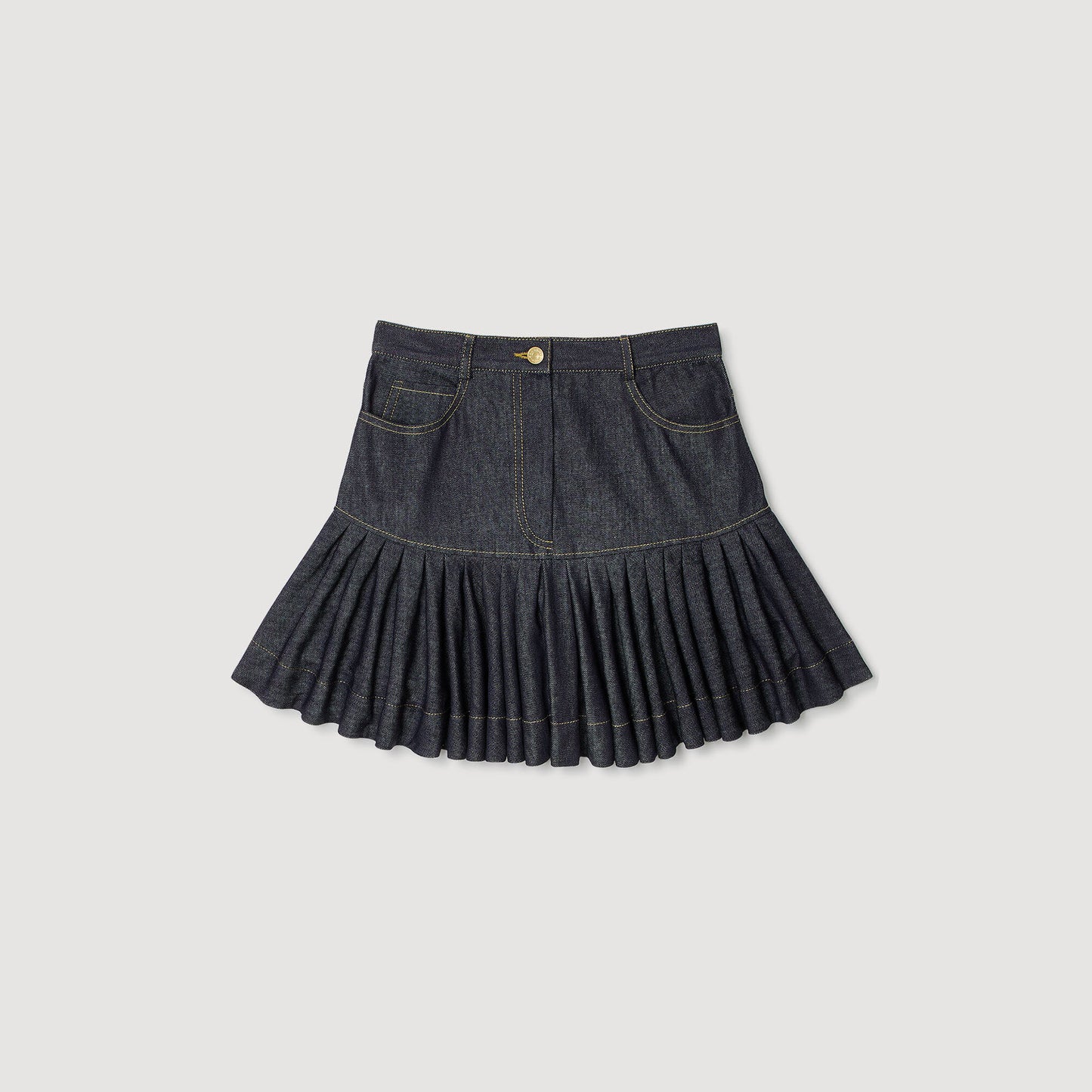 Oreana Short Denim Ruffled Skirt Deep Blu