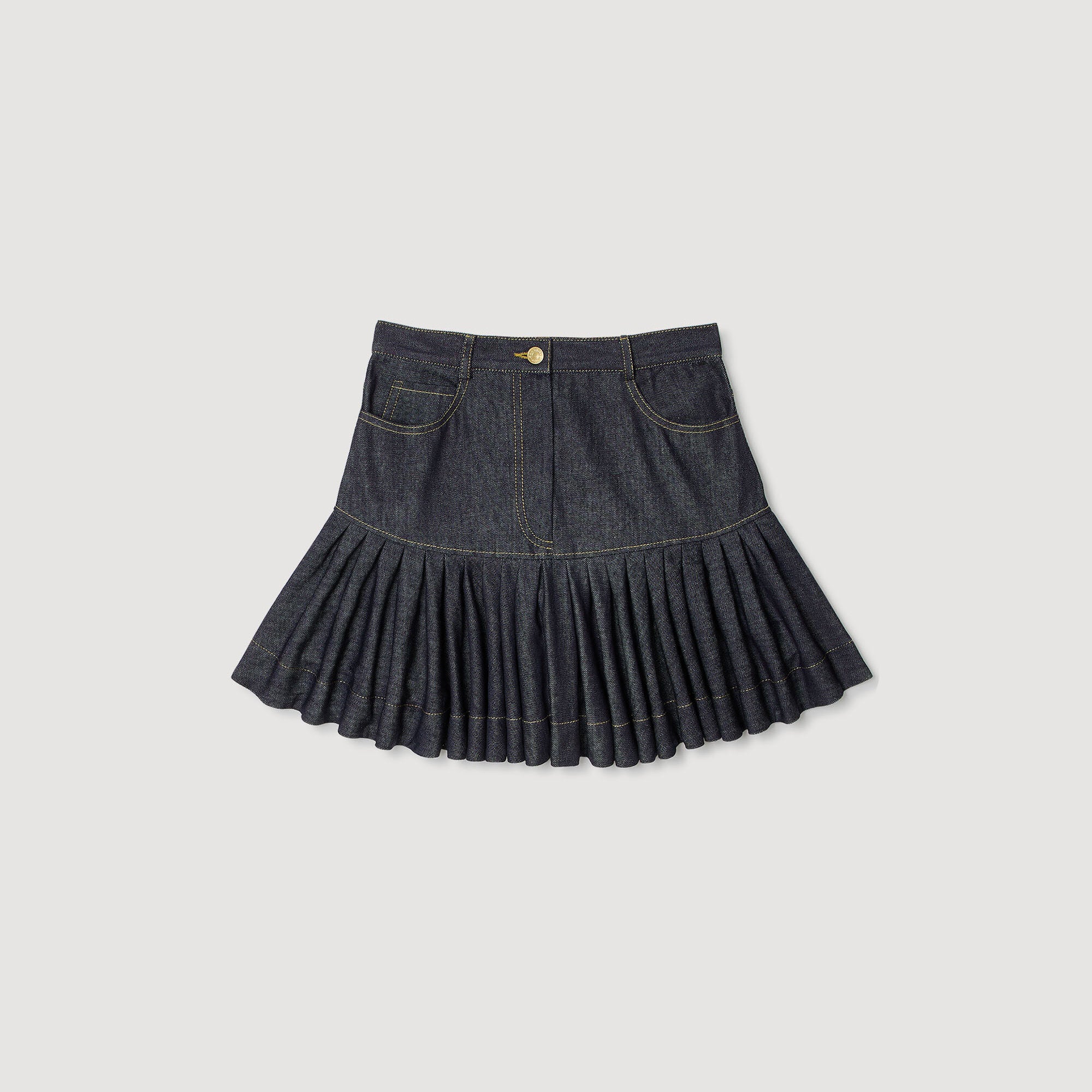 Oreana Short Denim Ruffled Skirt Deep Blu