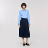 Theana Long Pleated Skirt Navy Blue
