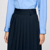 Theana Long Pleated Skirt Navy Blue