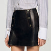 Camilla Short Aged Leather Skirt Brown