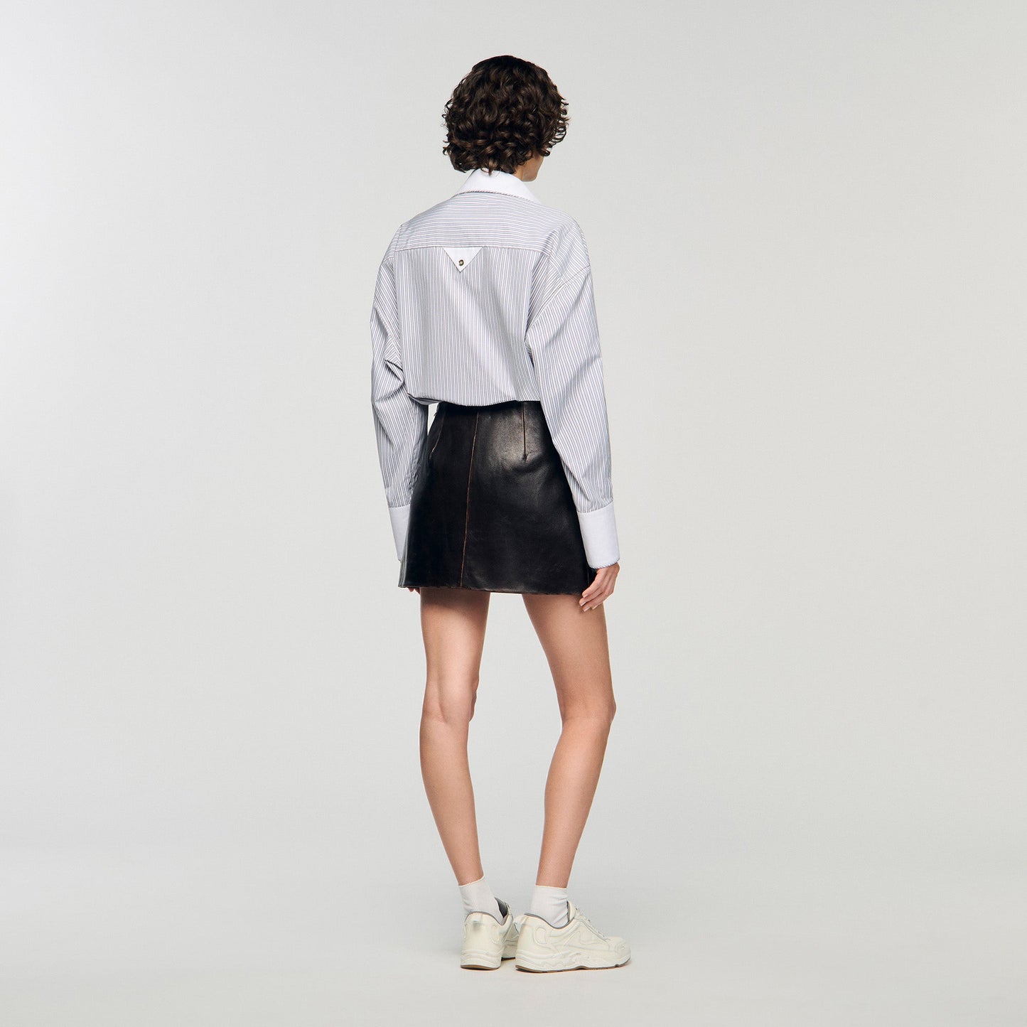 Camilla Short Aged Leather Skirt Brown